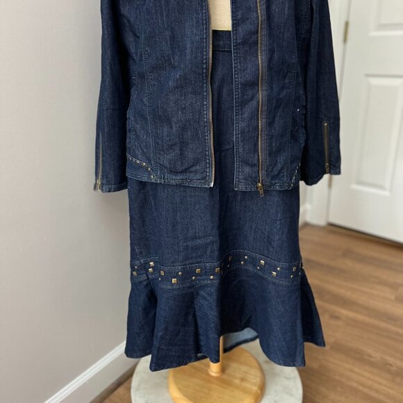 Catherine's Denim Studded Jacket Tulip Skirt Suit Sz 2X - Picture 14 of 15